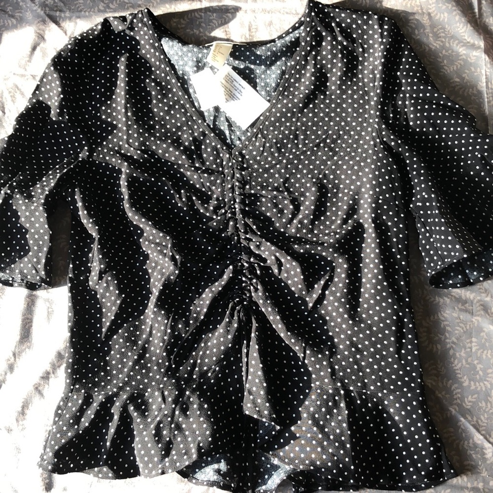 Polka dot scrunch shirt